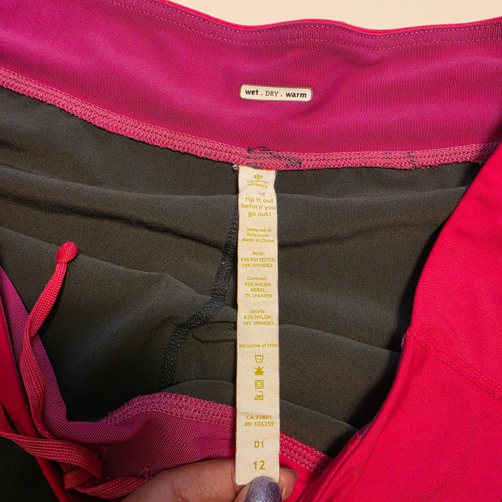 Lululemon Athletica Colorblock Athletic Shorts Charcoal Gray Pink Size 12 - Picture 4 of 7